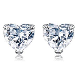 925 Sterling Silver Earrings Heart Shape Love Drop Cute Gift